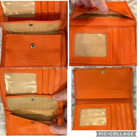 Chloe Vintage Orange Trifold Wallet Gold Accents - Picture 16 of 16